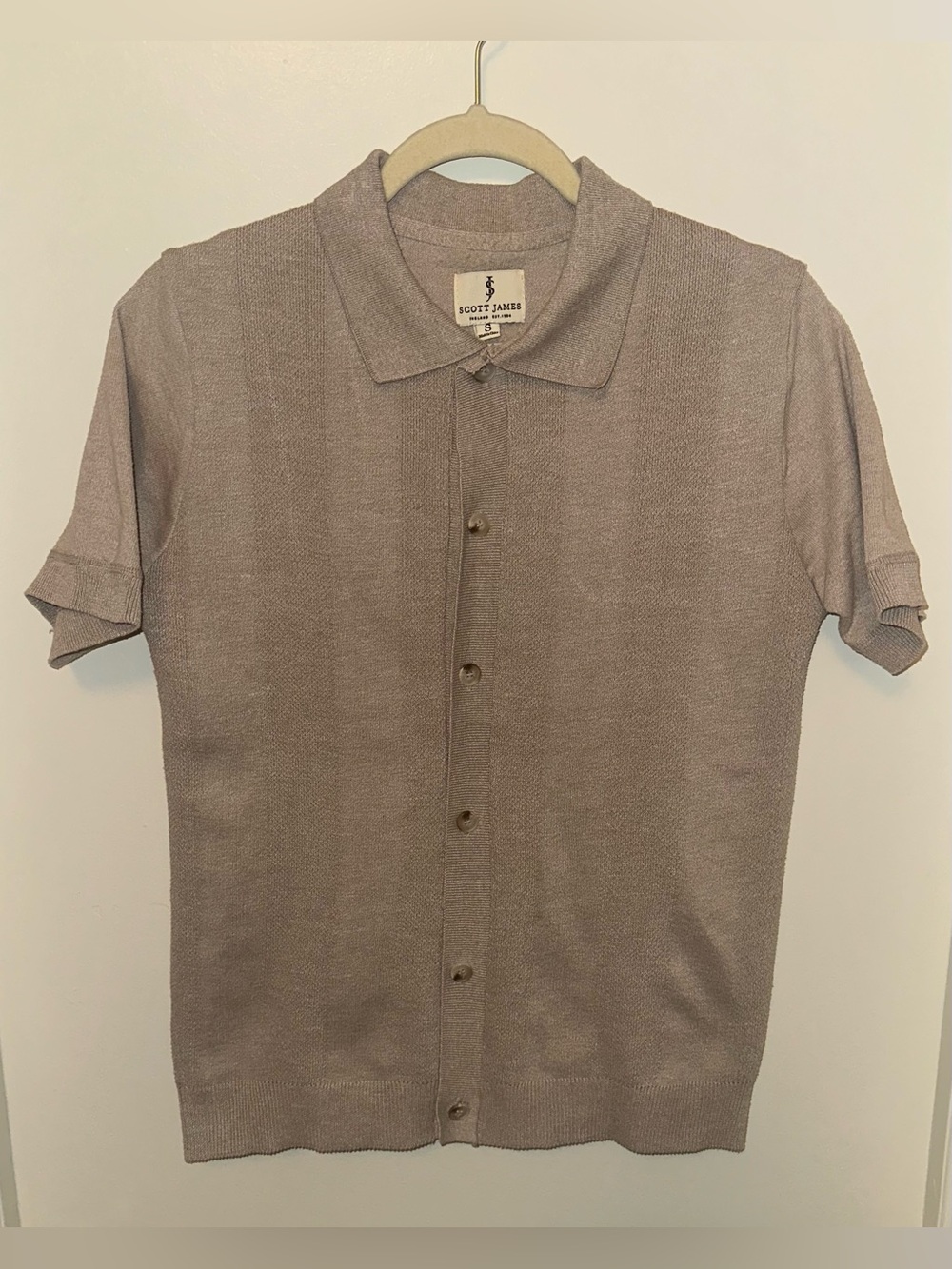 SCOTT JAMES Men's Short Sleeve Button-Up Shirt - Taupe